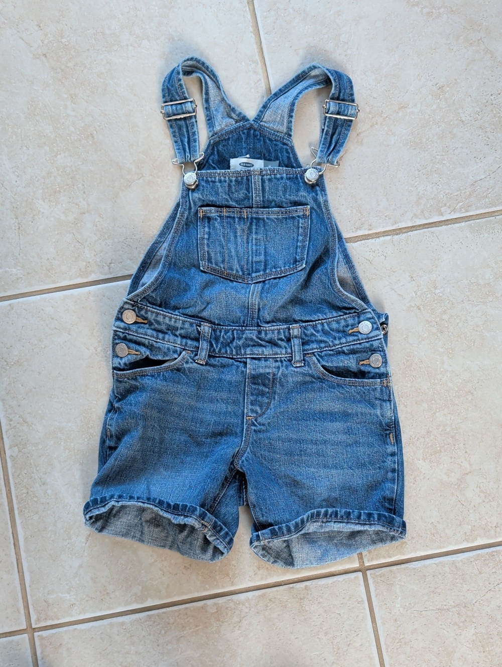 Old Navy Blue Denim Kids Short Overalls Girls Size 8 Girls Bib Overalls